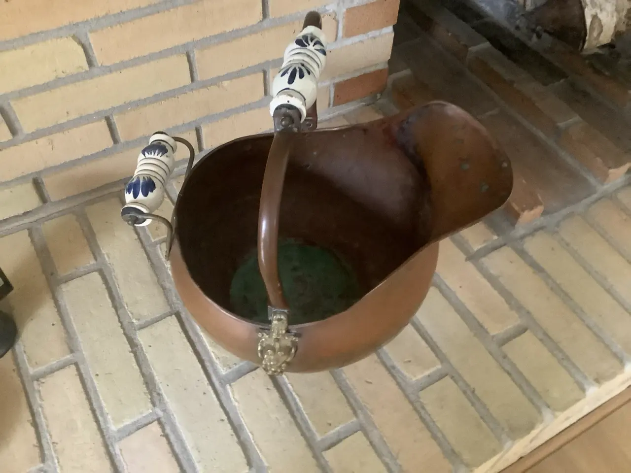 Billede 3 - Kobberspand med porcelænshåndtag