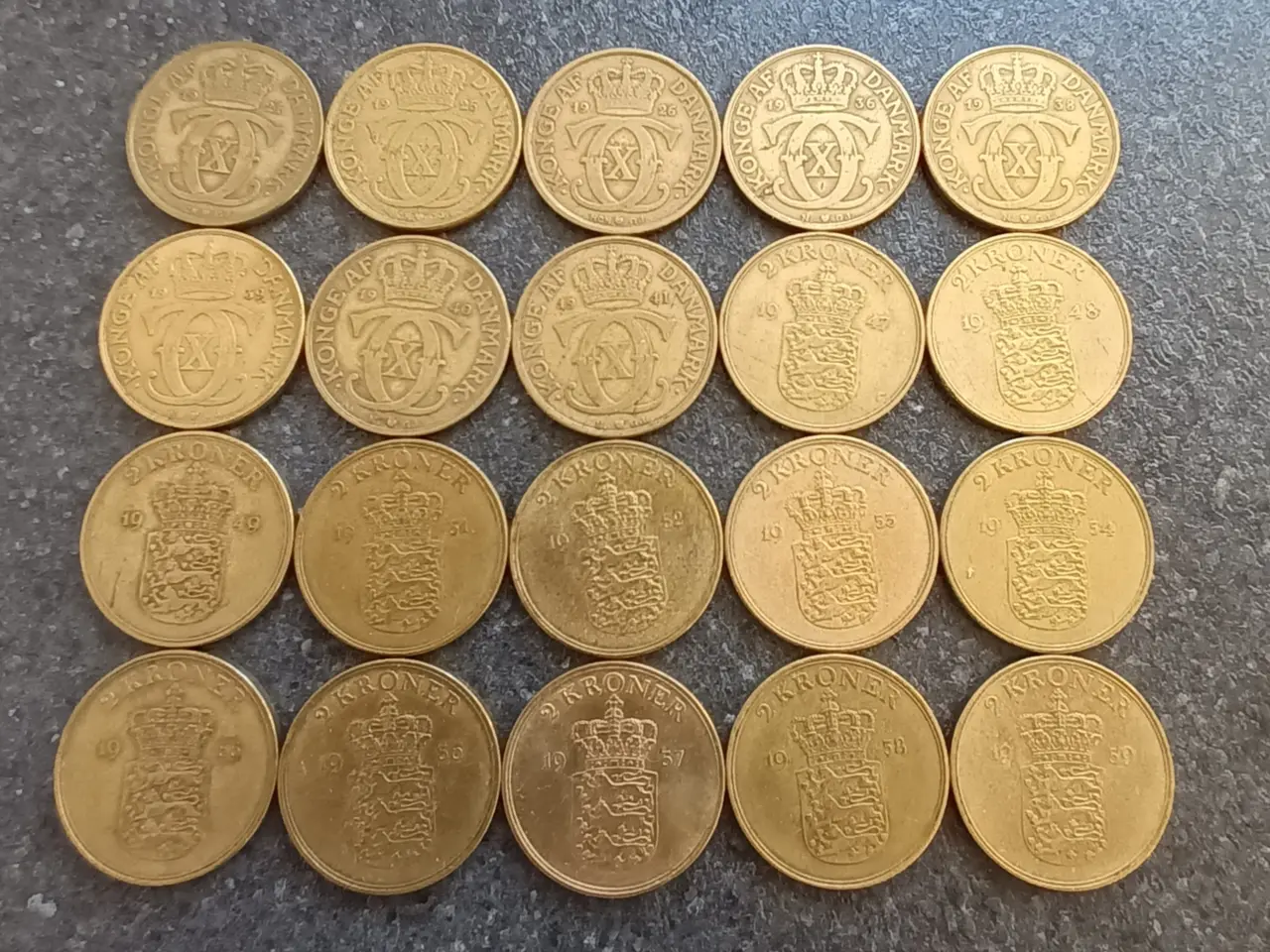 Billede 1 - 2 Kr 1924 til 1959 komplet 20 stk.