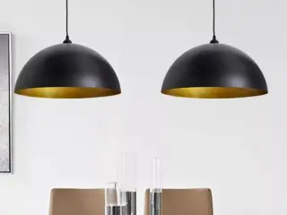 Loftslampe halvkugle 2 stk. højdejusterbar sort
