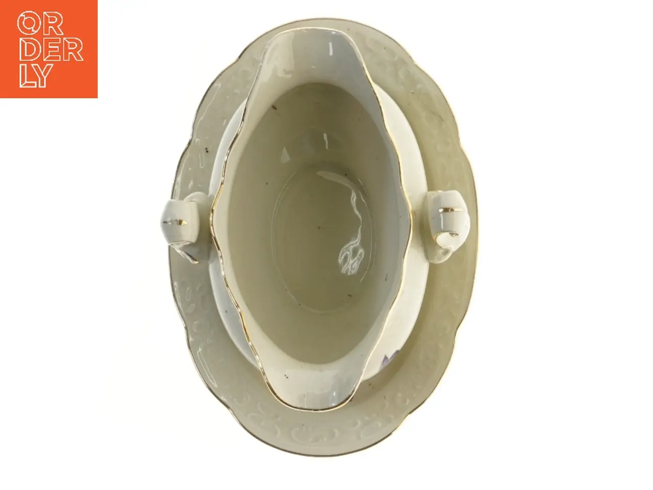 Billede 2 - Porcelænssovseskål med guldkanter (str. 24 cm)