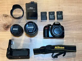 Nikon D3100 med tilbehør