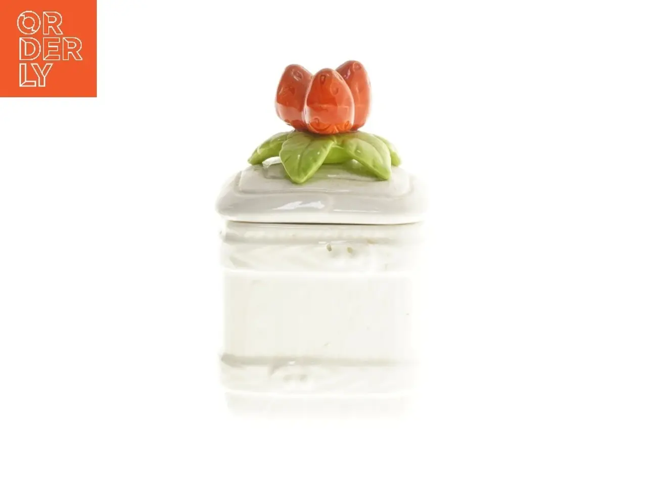 Billede 2 - Dekorativ porcelænsbeholder med låg (str. 12x7x7 cm)