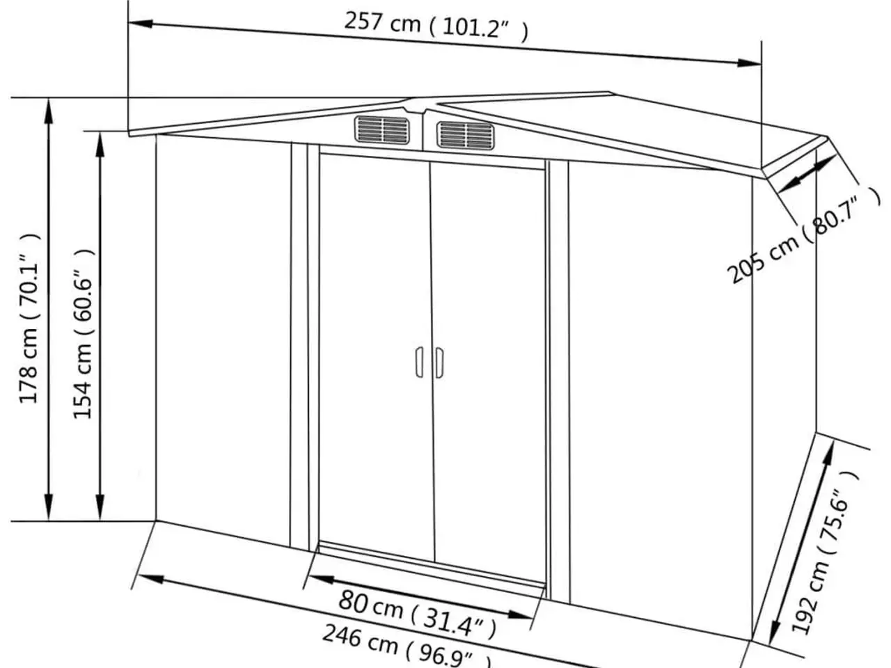 Billede 8 - Opbevaringsskur til haven 257×205×178 cm - metal, grå