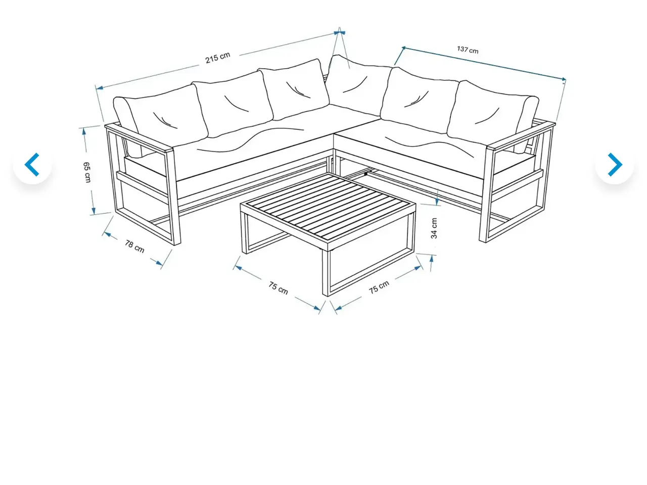 Billede 4 - Hjørnesofa med hynder og bord