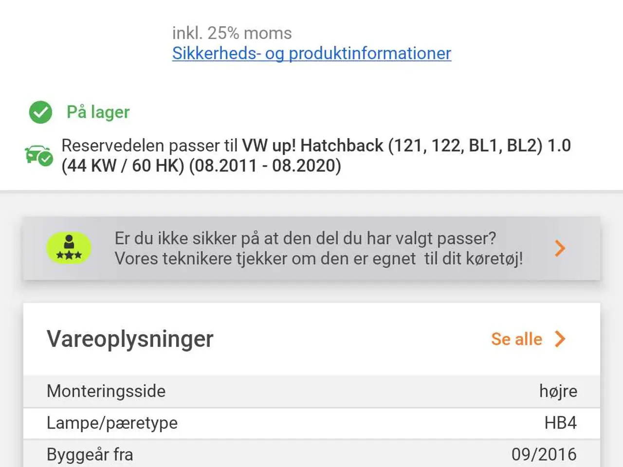 Billede 4 - Tågeforlygte VW