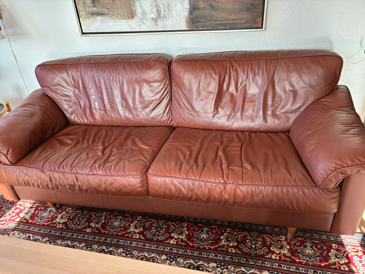 Billede 2 - Sofasæt i brun okselæder