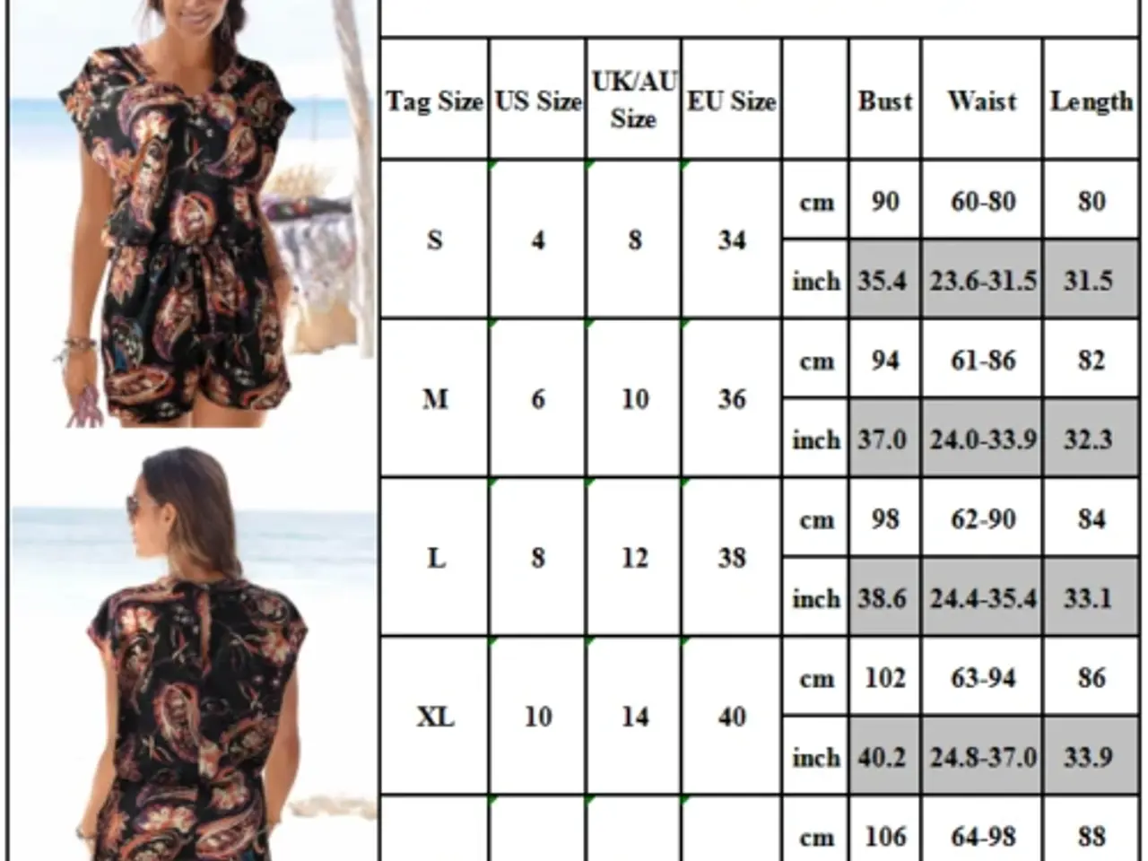 Billede 3 - Dragt-Playsuit m. smukt print /Størrelse:Medium