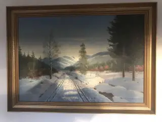 Maleri af W Dannerfjord h:65x b:95