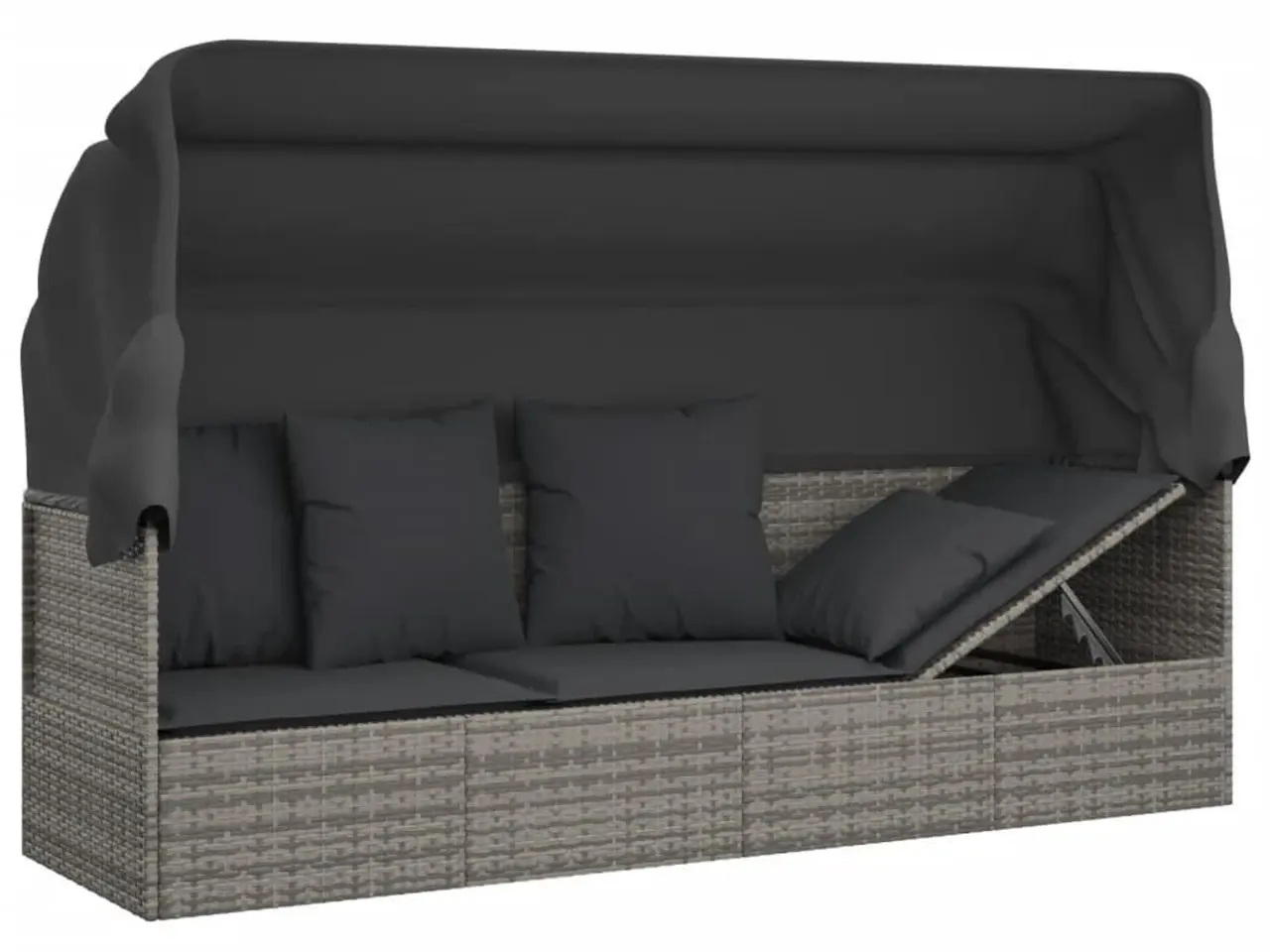Billede 8 - Udendørs loungesofa med tag og hynder i polyrattan - grå