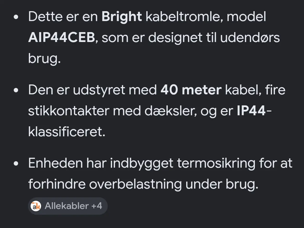 Billede 3 - Kabeltromle, ipp44, m/jord, 40m