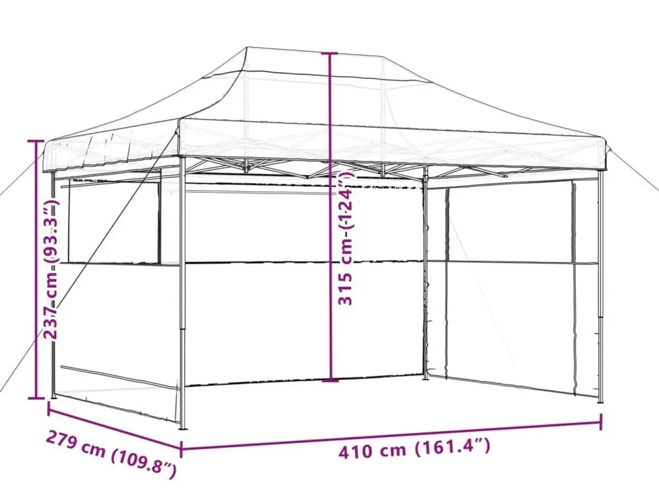 Billede 9 - Foldbart pop up-festtelt med 3 sidevægge - gråbrun