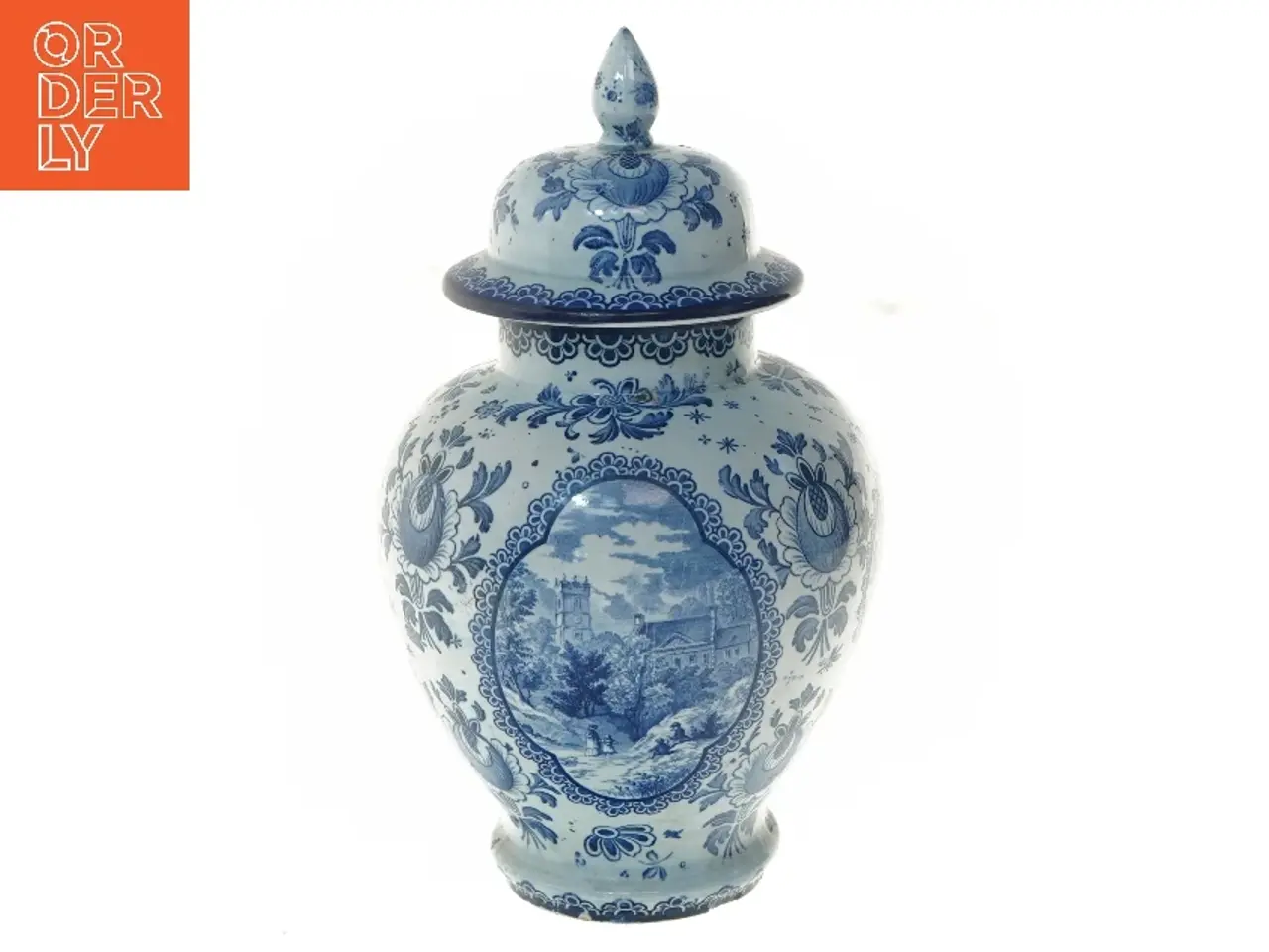 Billede 1 - Porcelænskrukke med låg (str. 27x16 cm)