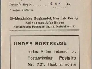 Postindkassering - Gyldendals Boghandel - 1933 - 6,- kr
