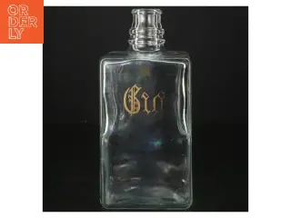 Glasflaske med 'Gin' påskrift (str. 20 cm)