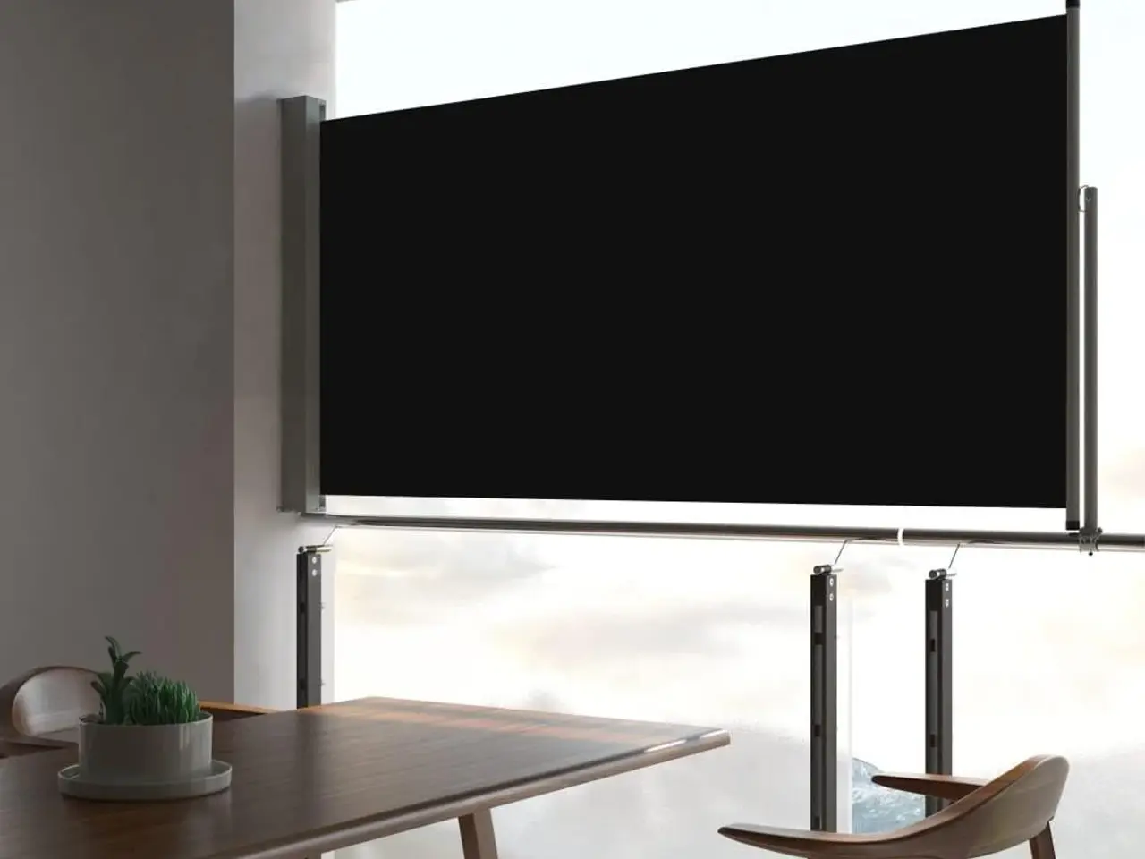Billede 1 - Sammenrullelig sidemarkise 80×300 cm - sort