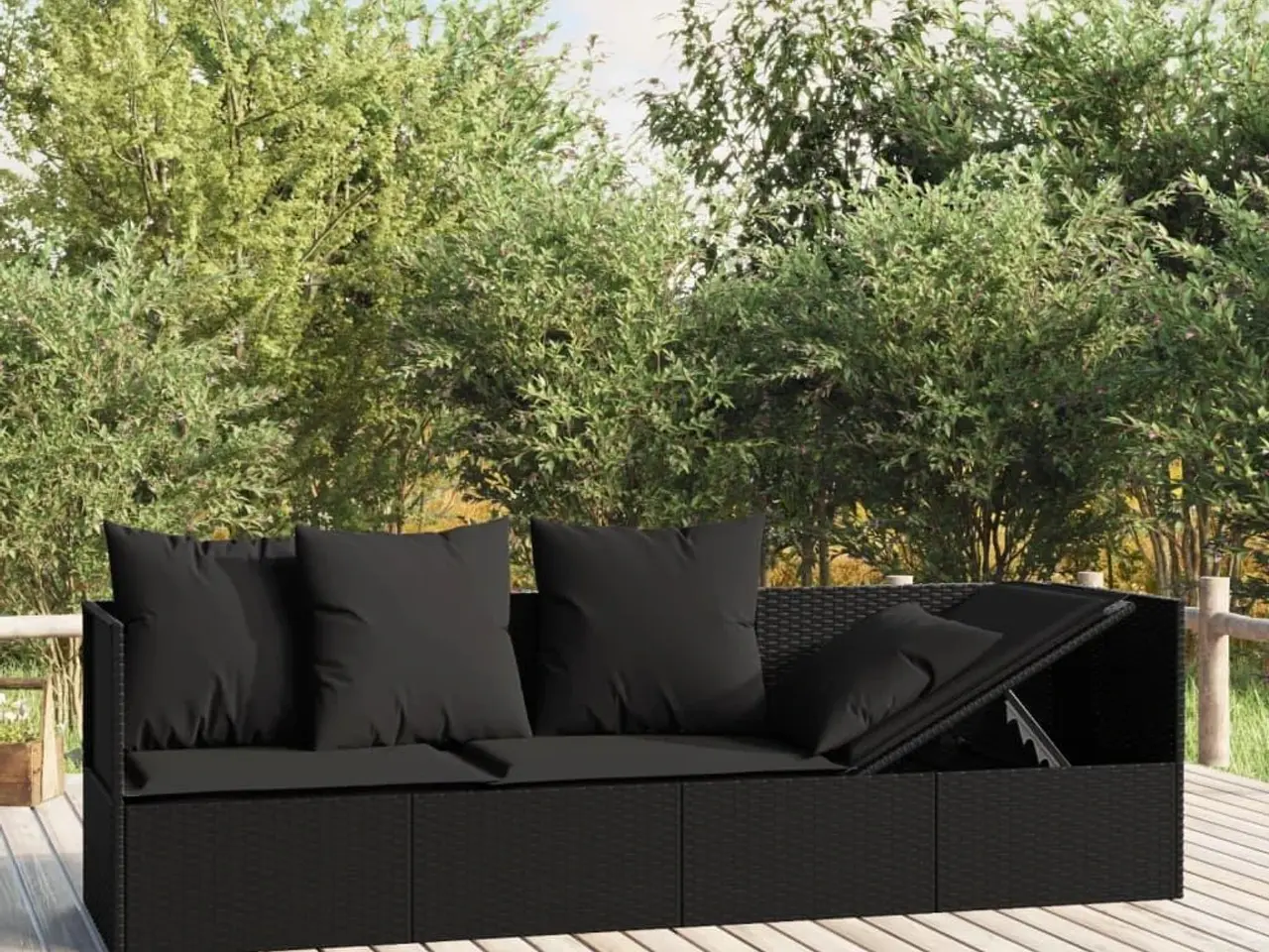 Billede 1 - Loungesofa til udendørs brug med hynder i polyrattan - sort