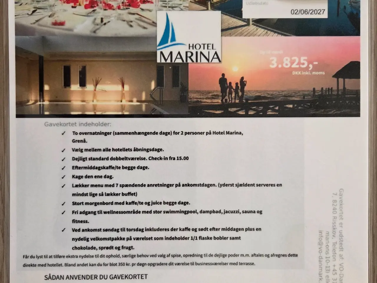 Billede 1 - 🌊 GAVEKORT TIL HOTEL MARINA – 2 NÆTTER FOR 2 PERS