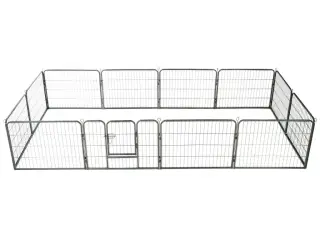 Løbegård til hunde 12 paneler sort 80 x 60 stål