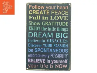 Inspirerende metal skilt (str. 30x20 cm)