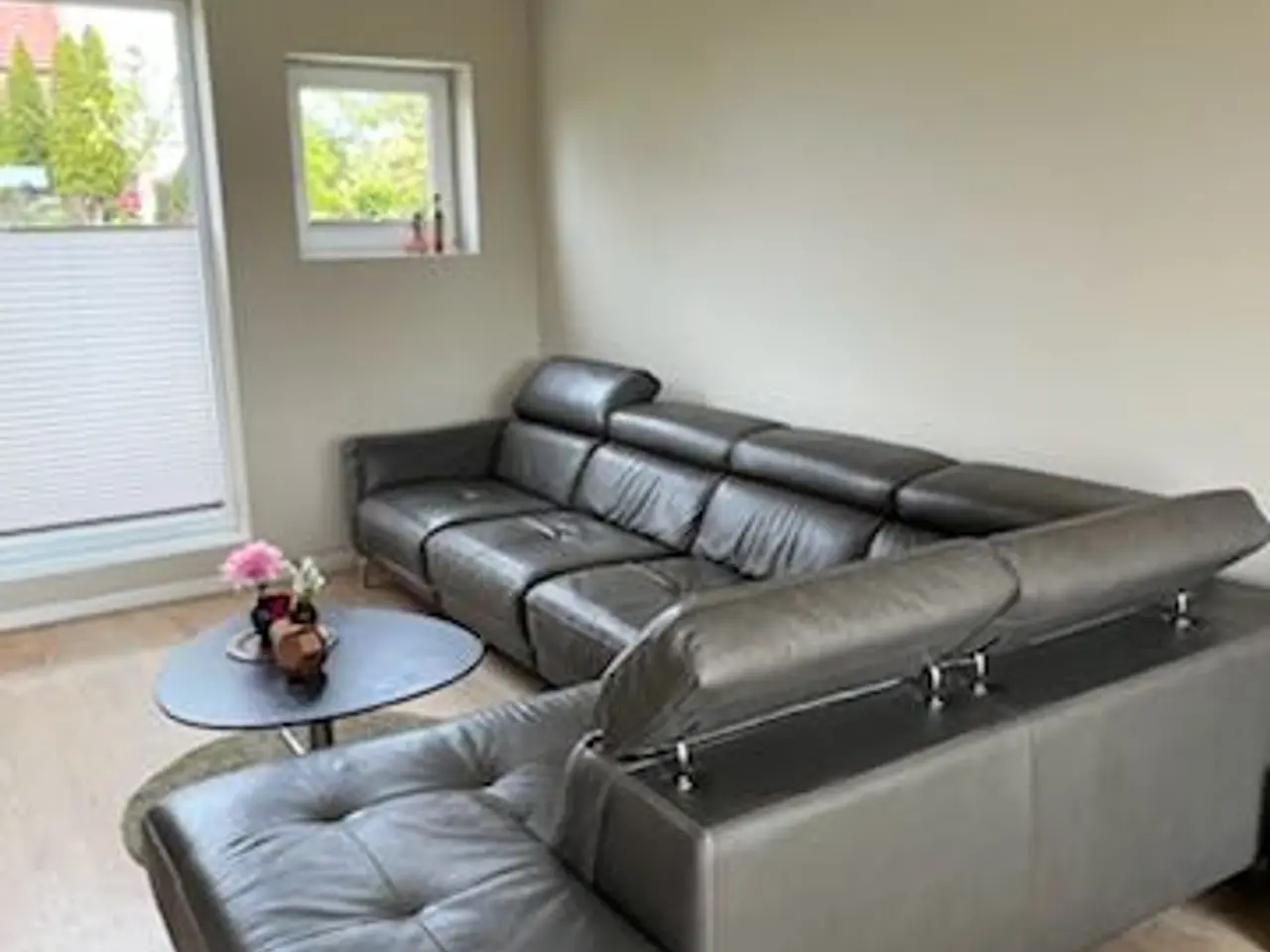 Billede 2 - Lædersofa grå hjørnesofa