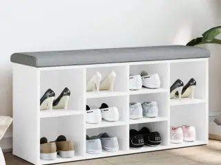 Skobænk hvid 102x32x50 cm konstrueret træ