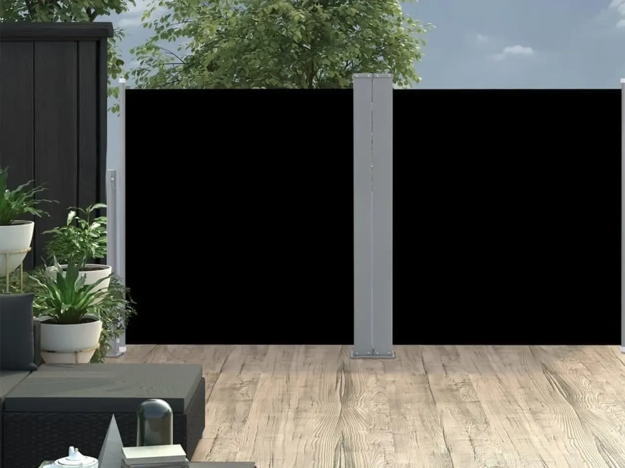 Billede 2 - Sammenrullelig sidemarkise 120 × 600 cm - sort