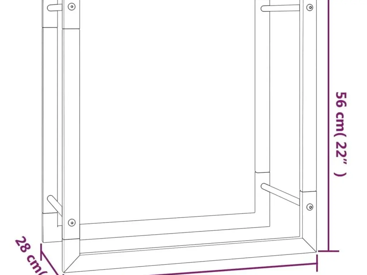 Billede 6 - Brændestativ i stål - 50 × 28 × 56 cm, matsort