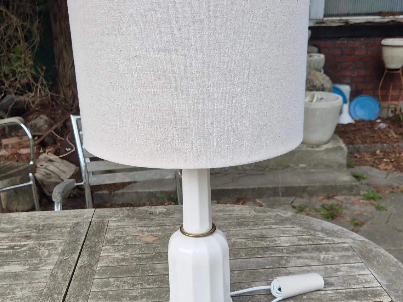 Billede 2 - Stor Heiberg lampe med sandfarvet skærm