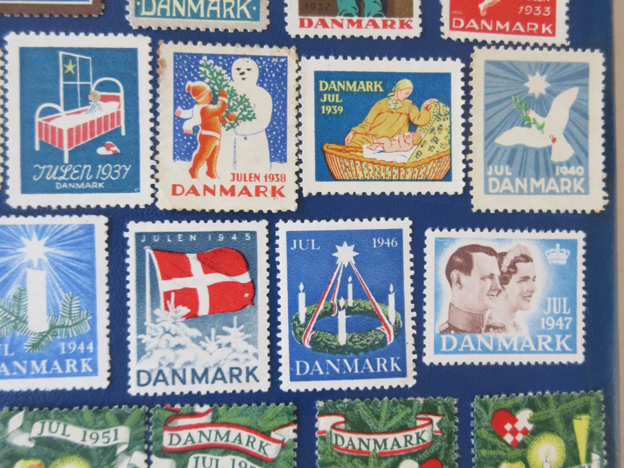Billede 5 - Ældre danske julemærker årgang 1908-1951 47 mærker
