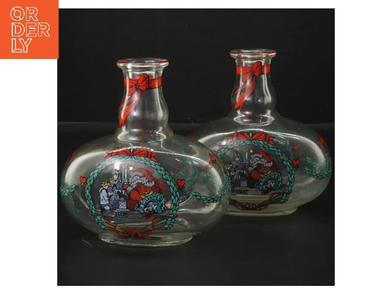 Billede 1 - 2 stk juledekorerede glasvaser 14x14 cm (str. 2 stk 14x14 cm)