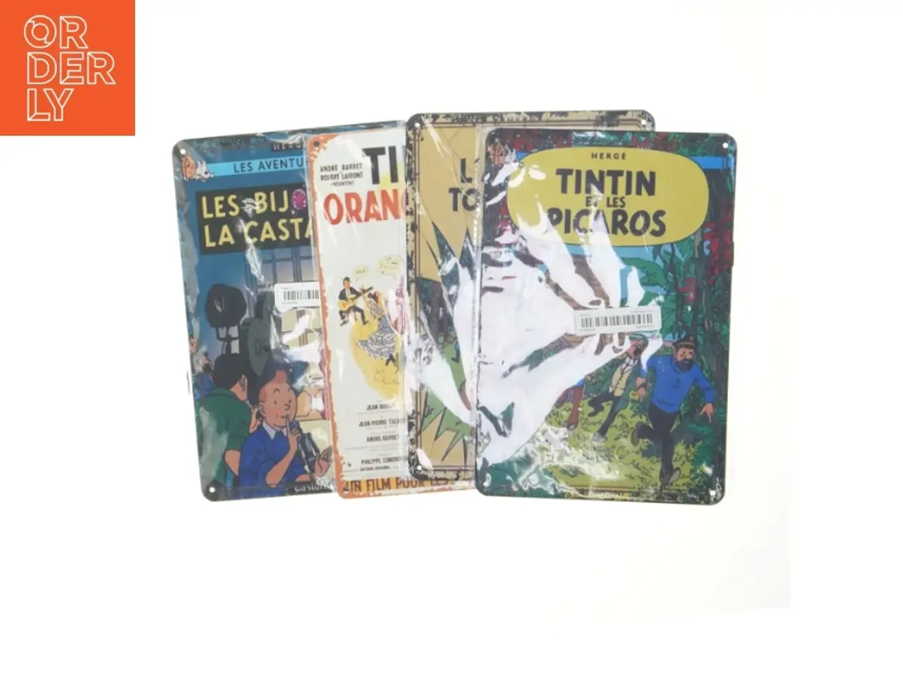 Billede 1 - 4 stk Tintin metal skilte (str. 30x20 cm)