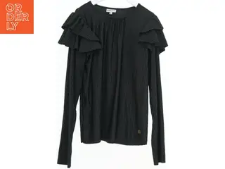 Sort bluse med flæse fra Pomp de Lux (str. 152)