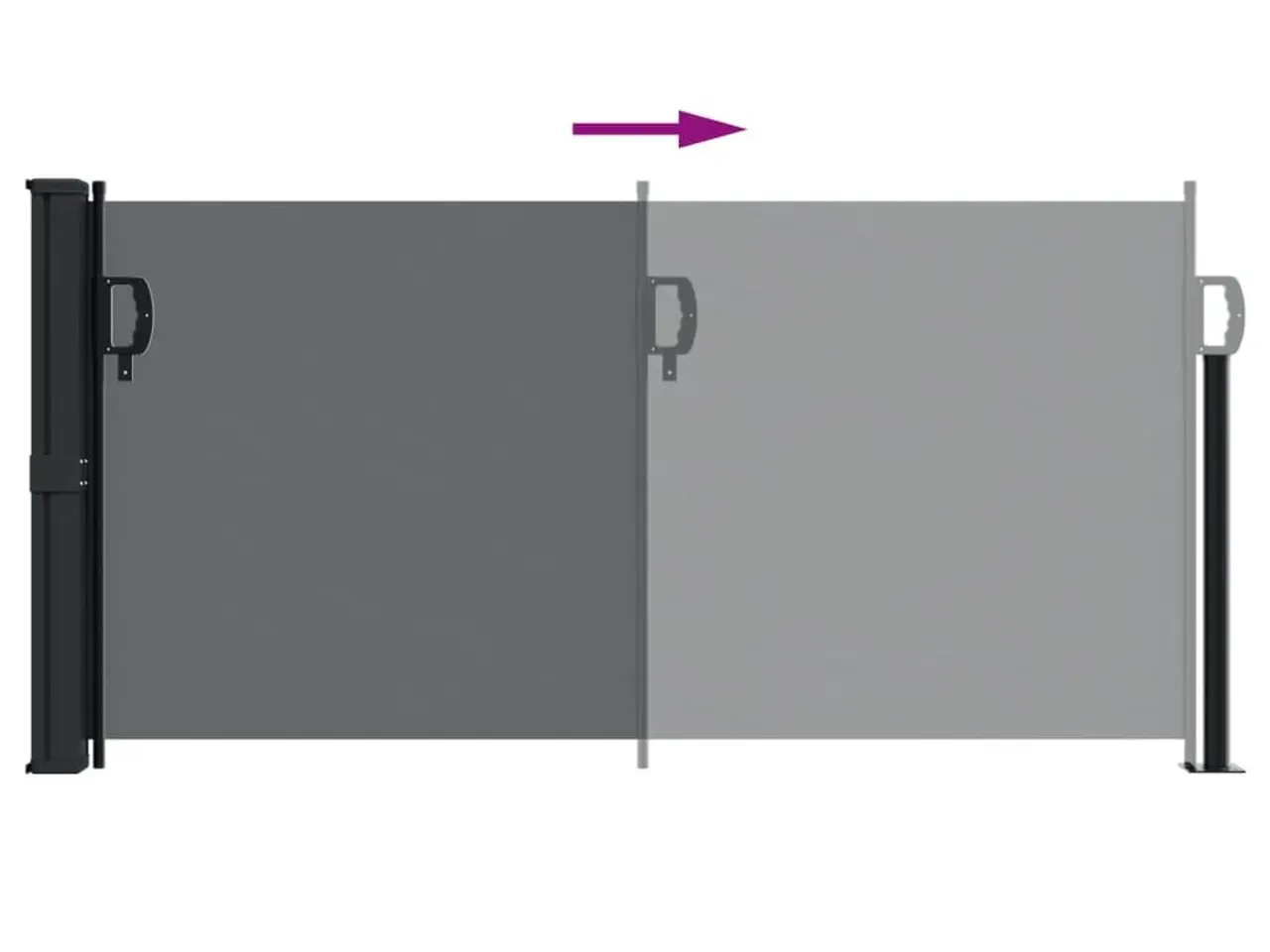 Billede 5 - Sidemarkise 100 × 500 cm - sammenrullelig, sort