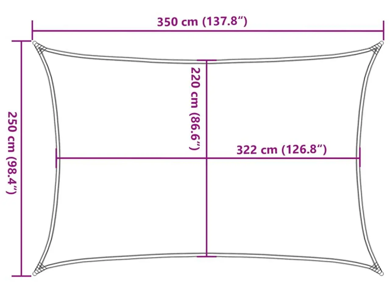 Billede 10 - Solsejl 3,5 × 2,5 m - sandfarvet, vandafvisende polyester