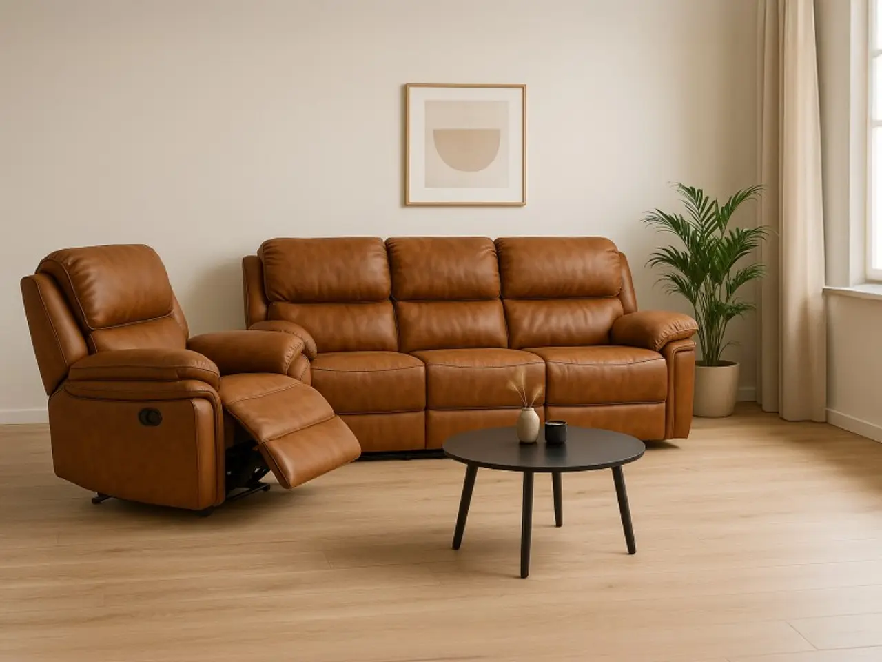 Billede 4 - Christopher Recliner Lænestol - Cognac Ruskindsblød mikrofiber
