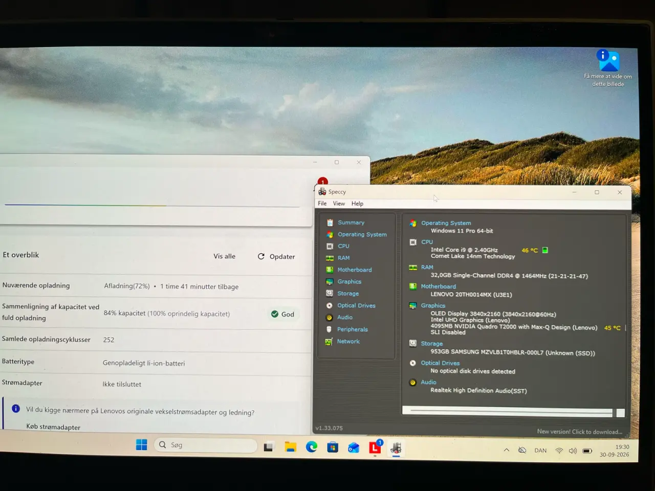 Billede 6 - Lenovo ThinkPad P1 Gen 3 i9 32GB 1TB 4K OLED T2000