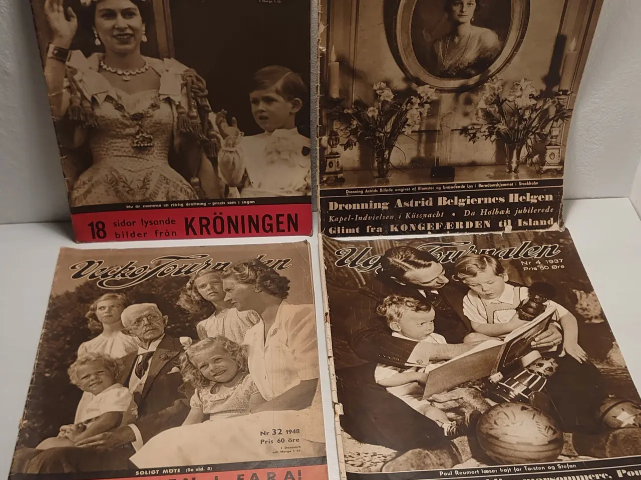 Billede 1 - 4 stk gamle Vecka-Journalen. Svensk ugeblad.