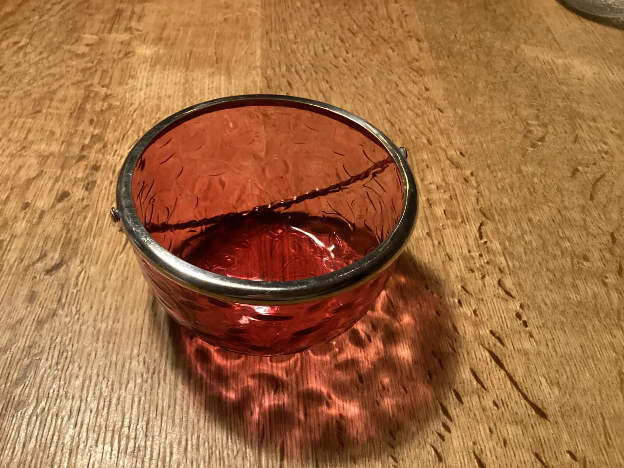 Billede 1 - Kandis skål glas Rosarød mønstret