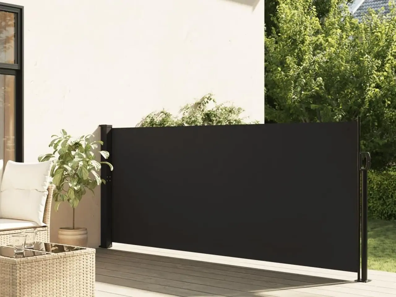 Billede 1 - Sammenrullelig sidemarkise 140 × 600 cm - sort
