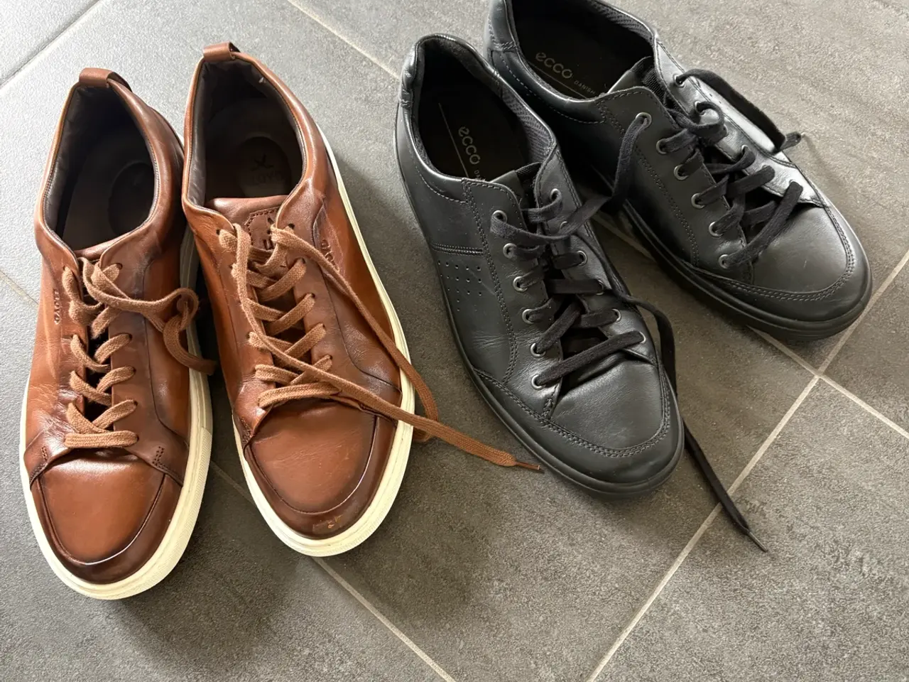 Billede 1 - St 46 Ecco Sneakers 2 par sort og brun