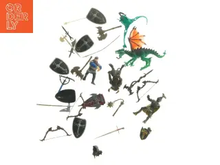 Samling af middelalderlige miniaturefigurer (str. 15 cm)