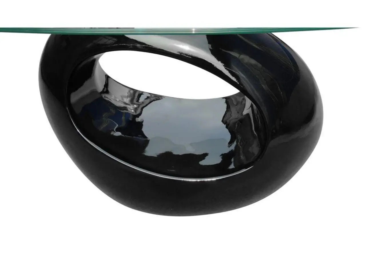 Billede 4 - Sofabord med oval glasbordplade - 115 x 65 x 40 cm