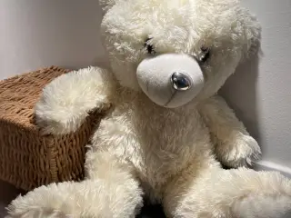Stor unik krammebamse m/sølvfarvet næse og hjerter