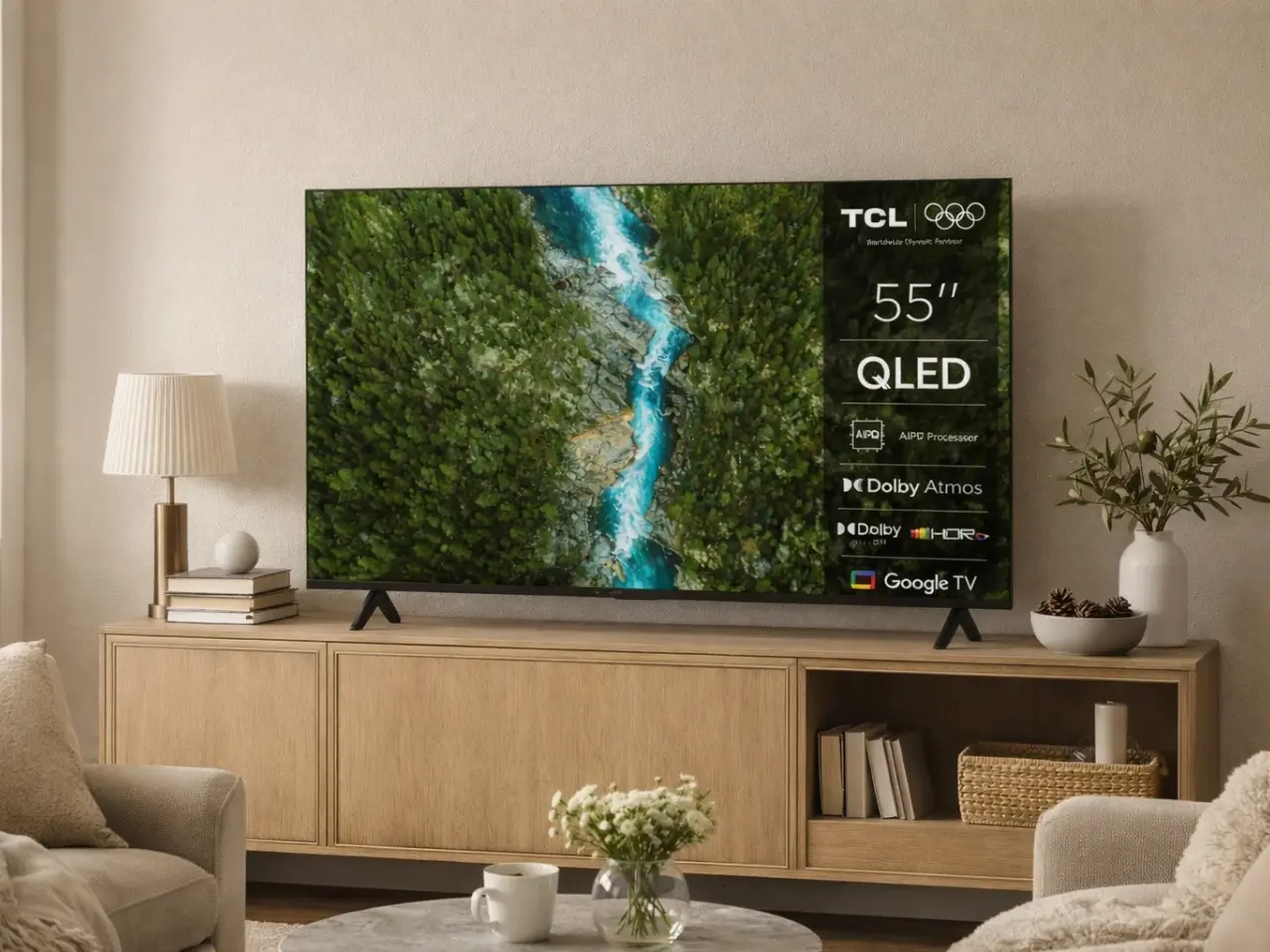 Billede 1 - TCL QLED Google TV 55" fladskærms-tv