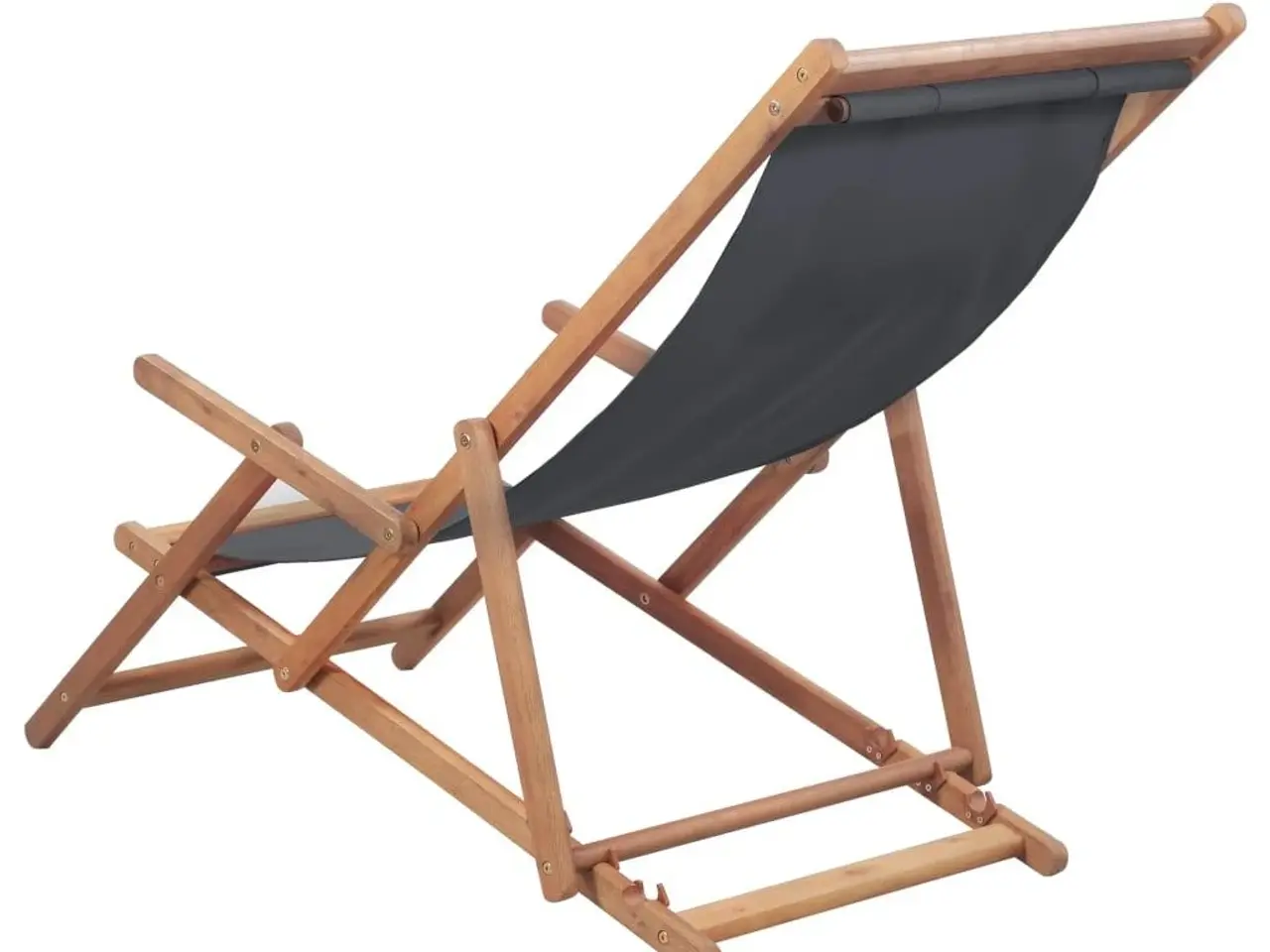 Billede 2 - Foldbar strandstol stof og træstel grå