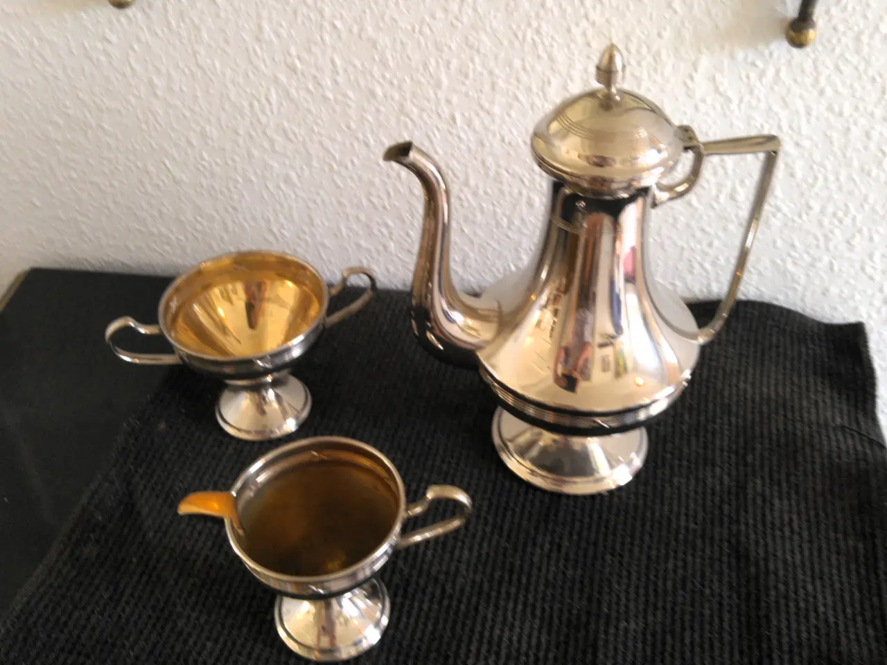 Billede 1 - Flot kaffekande, flødekande, sukkerskål i sølvplet