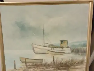 Flot motiv, af båd i vandet . Kunstneren C,Julius.
