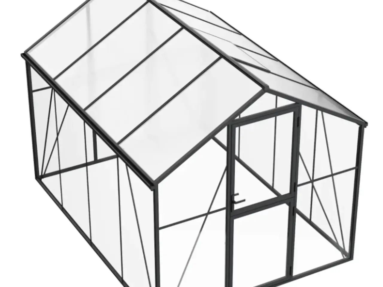 Billede 1 - Drivhus Premium Sort 307 cm - Glas/Polycarbonat 7m2