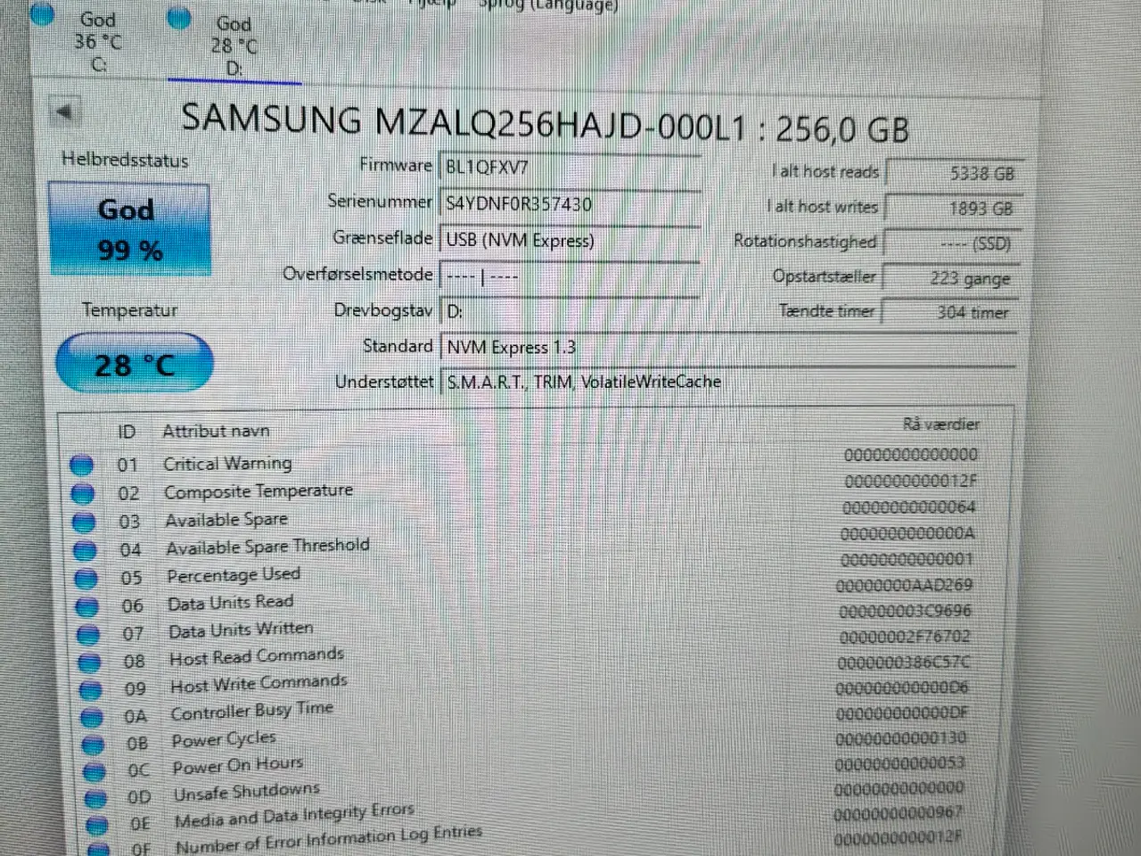 Billede 3 - Samsung pm991 SSD nvme 256 harddisk