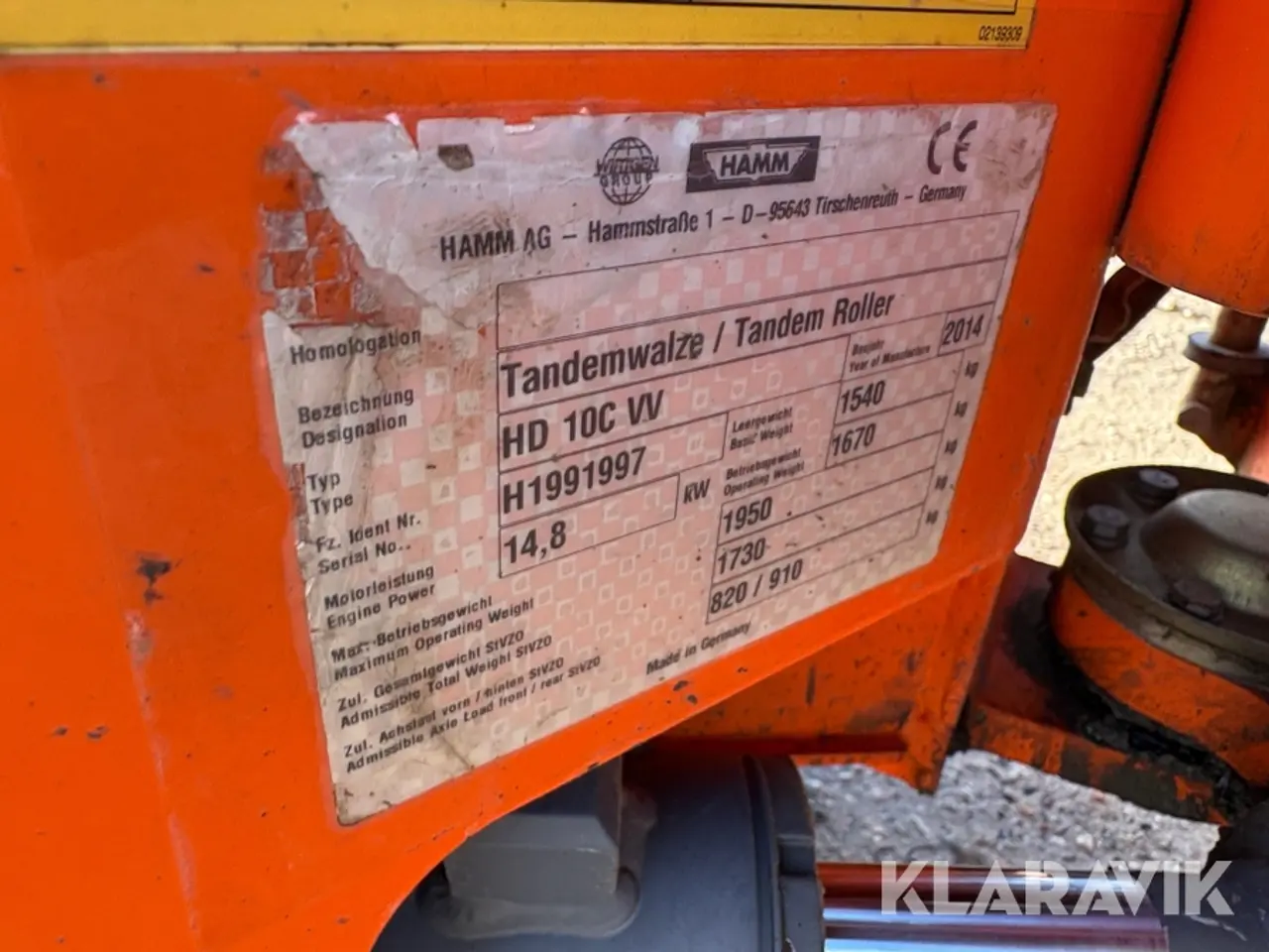 Billede 6 - Vejtromle 1640kg Hamm HD 10C VV